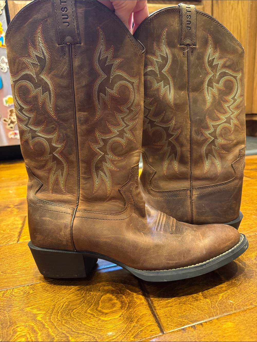 Justin Boots Brown Leather Western Heeled Riding Boots